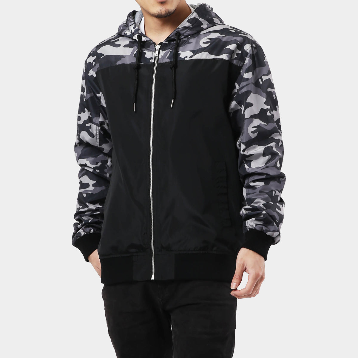 Men’s Premium Windbreaker in windbreaker jacket_champion windbreaker_mens windbreaker_mens windbreaker jacket_carhartt windbreaker_retro windbreaker_boys windbreaker_Camo/Black - H
