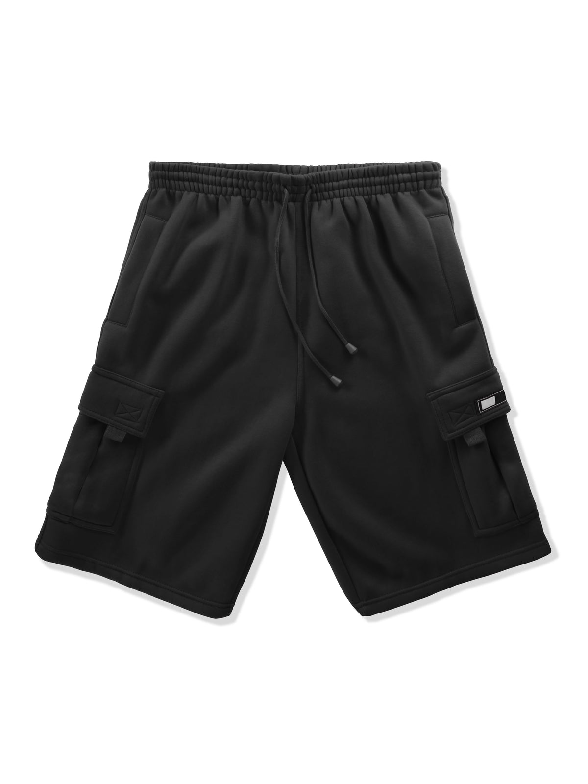 Men’s Premium Fleece Cargo Sweat Shorts Loose Fit in Black - Hat and Beyond casual shorts