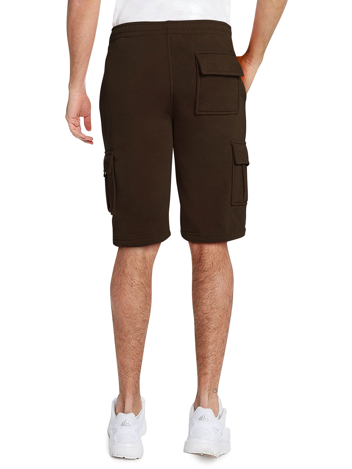 Men’s Premium Fleece Cargo Sweat Shorts Loose Fit in Brown - Hat and Beyond casual shorts