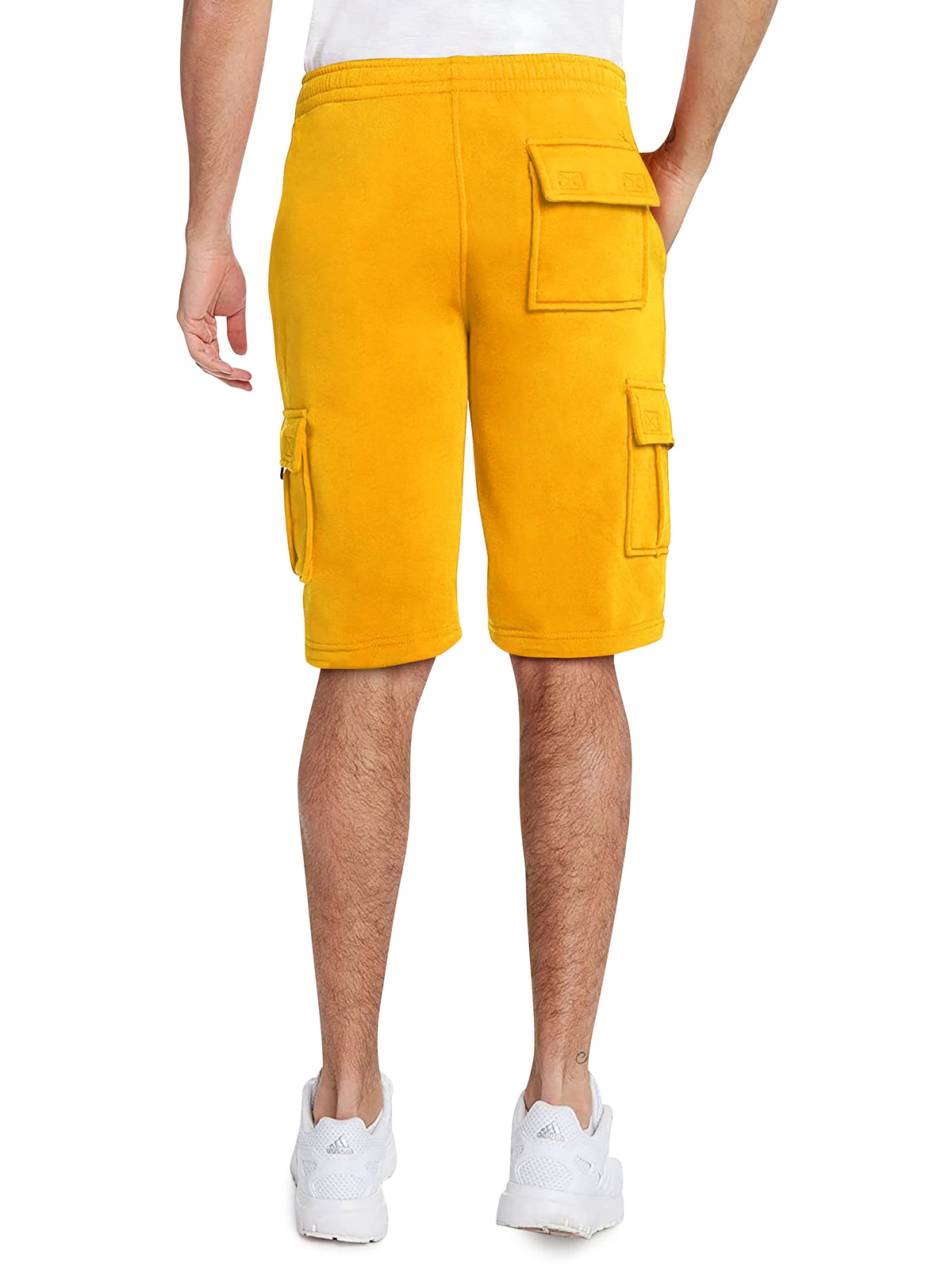 Men’s Premium Fleece Cargo Sweat Shorts Loose Fit in Gold - Hat and Beyond casual shorts