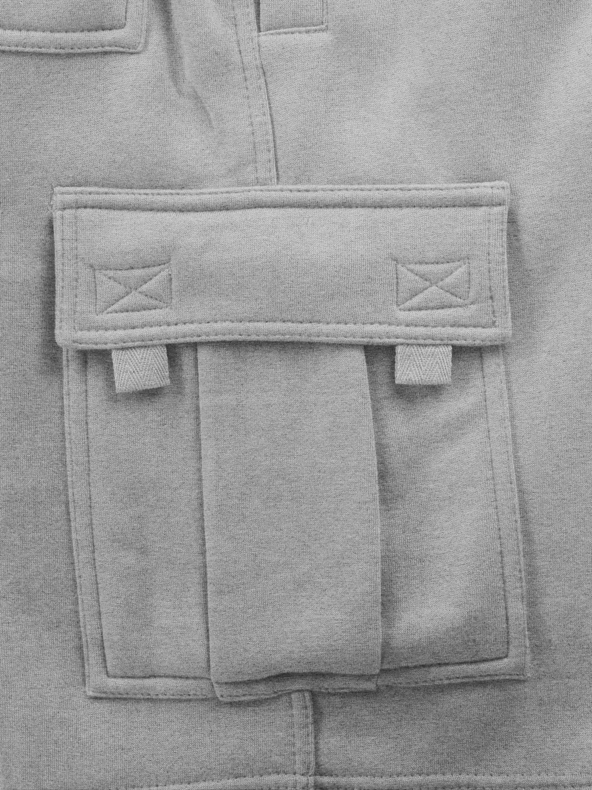 Men’s Premium Fleece Cargo Sweat Shorts Loose Fit in Light Gray - Hat and Beyond casual shorts