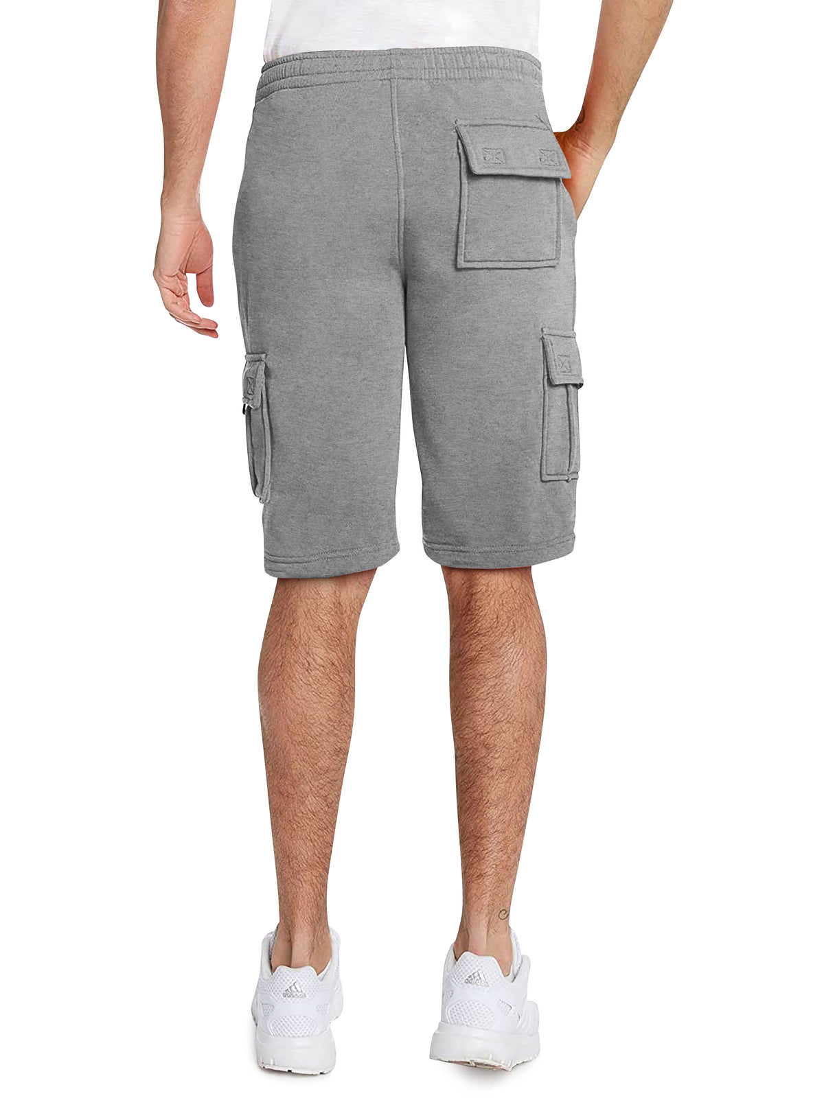 Men’s Premium Fleece Cargo Sweat Shorts Loose Fit in Light Gray - Hat and Beyond casual shorts