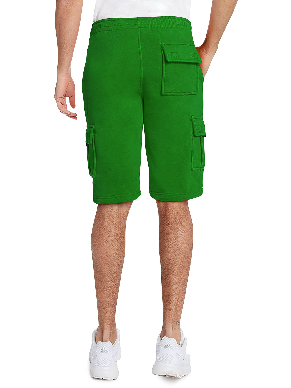 Men’s Premium Fleece Cargo Sweat Shorts Loose Fit in Kelly Green - Hat and Beyond casual shorts