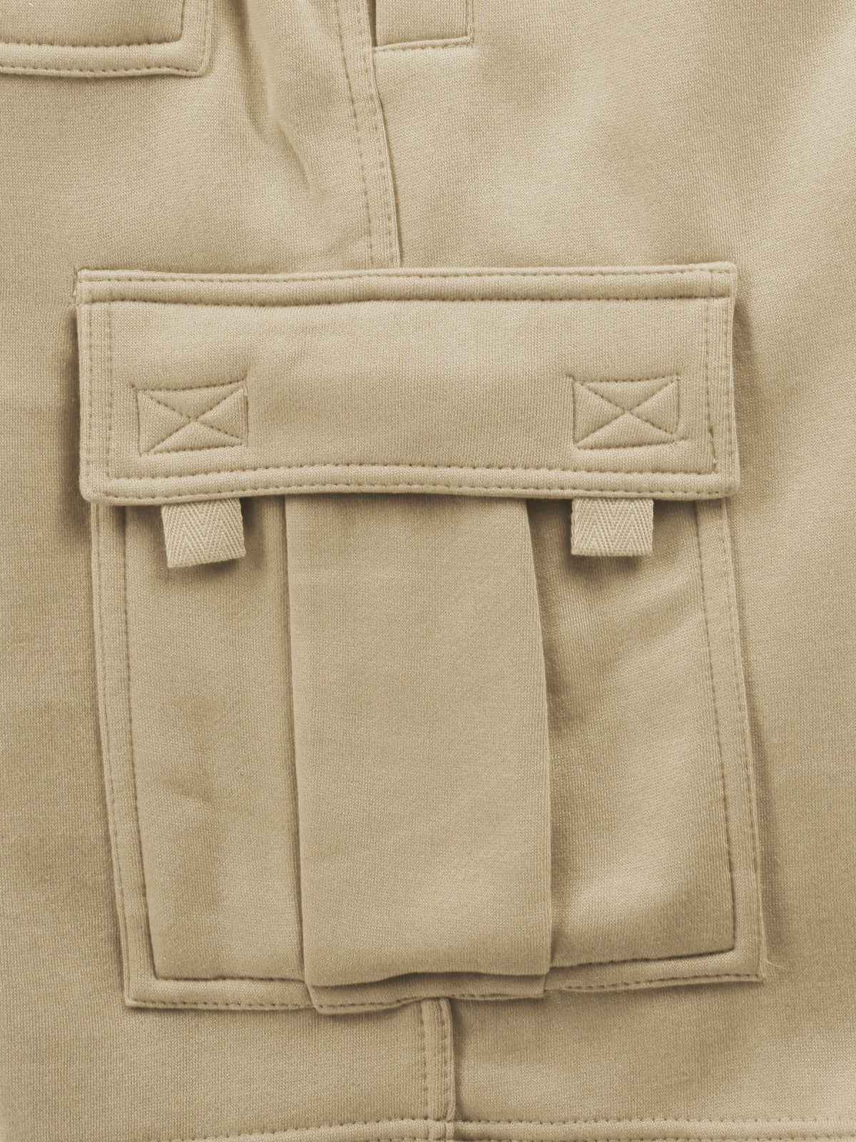 Men’s Premium Fleece Cargo Sweat Shorts Loose Fit in Khaki - Hat and Beyond casual shorts