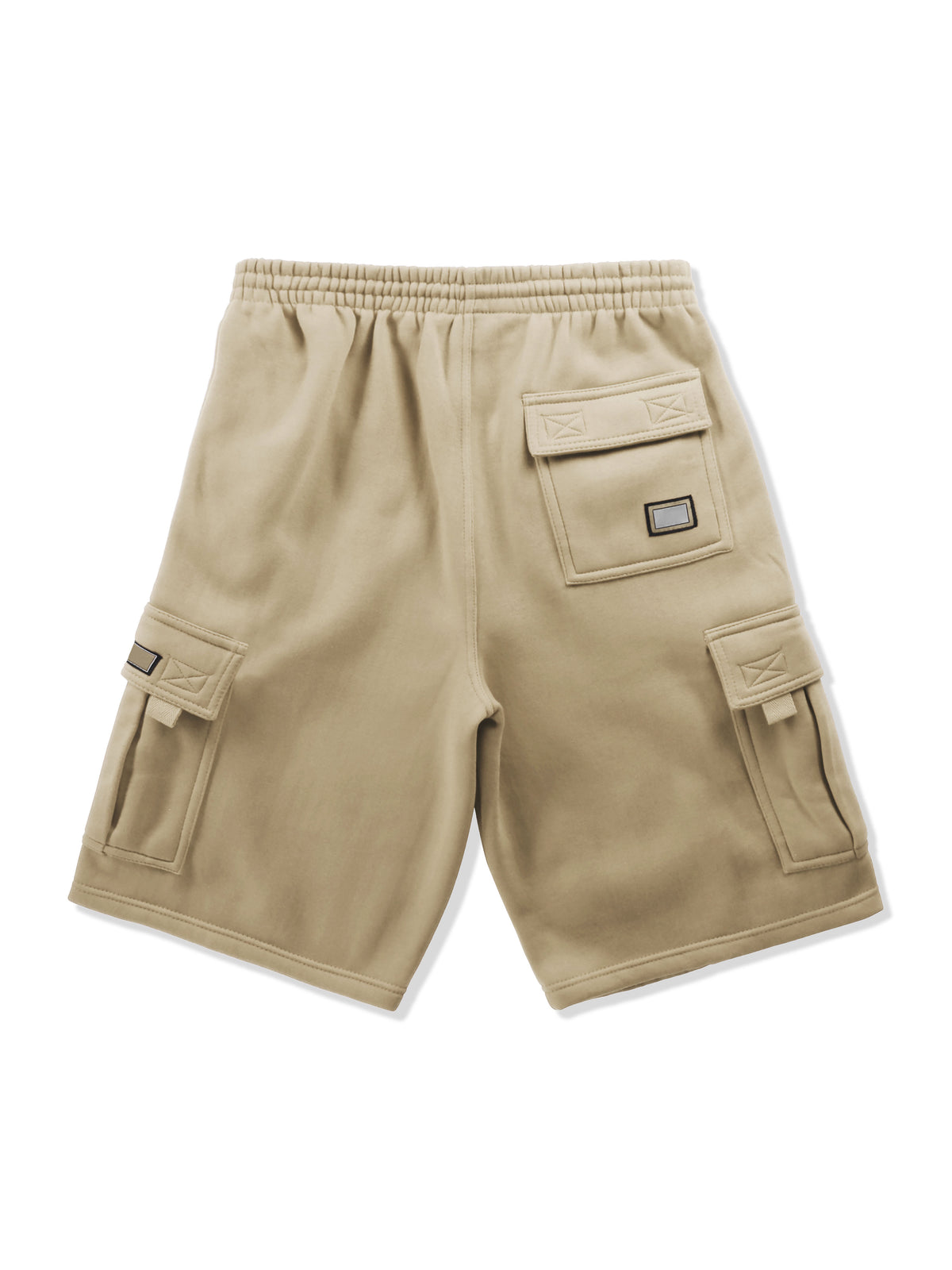 Men’s Premium Fleece Cargo Sweat Shorts Loose Fit in Khaki - Hat and Beyond casual shorts