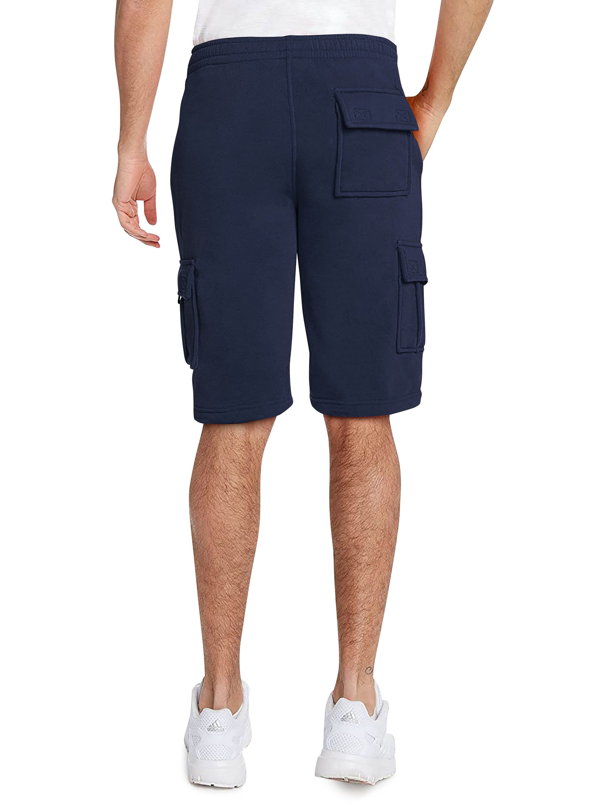 Men’s Premium Fleece Cargo Sweat Shorts Loose Fit in Navy - Hat and Beyond casual shorts