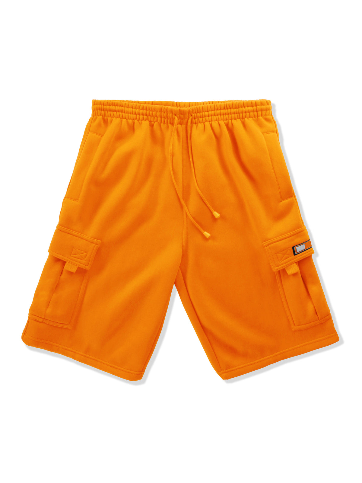 Men’s Premium Fleece Cargo Sweat Shorts Loose Fit in Orange - Hat and Beyond casual shorts