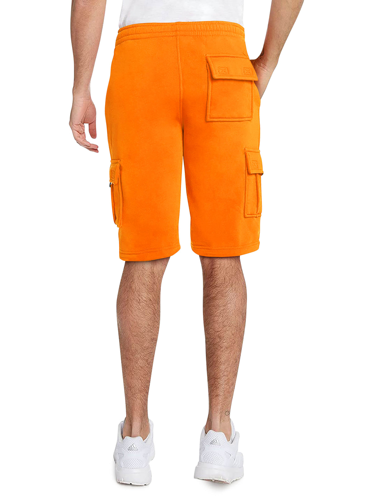 Men’s Premium Fleece Cargo Sweat Shorts Loose Fit in Orange - Hat and Beyond casual shorts