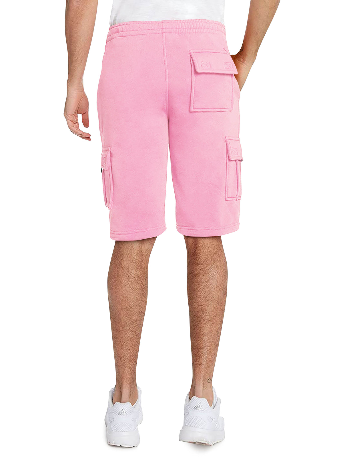 Men’s Premium Fleece Cargo Sweat Shorts Loose Fit in Pink - Hat and Beyond casual shorts