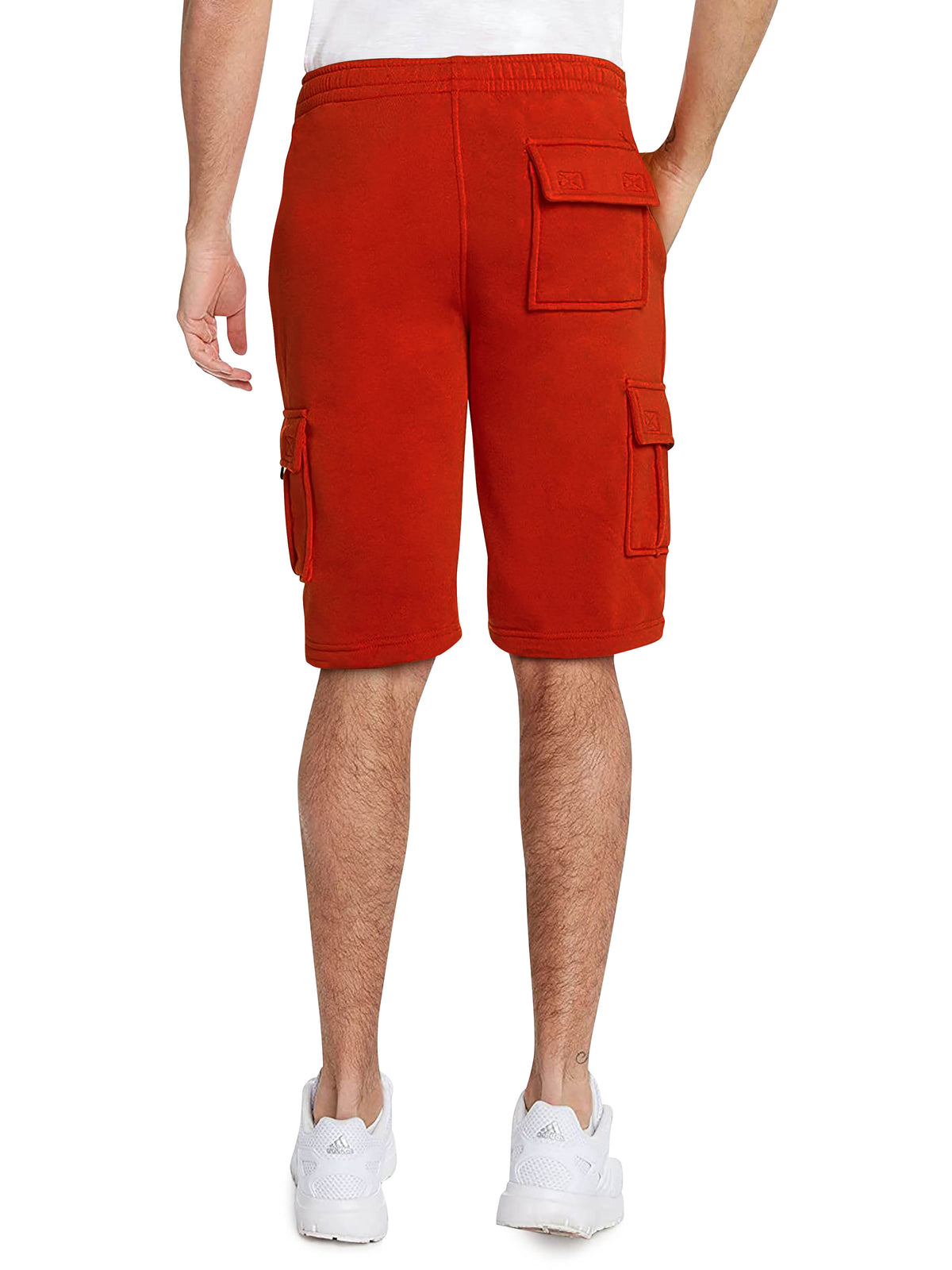 Men’s Premium Fleece Cargo Sweat Shorts Loose Fit in Red - Hat and Beyond casual shorts