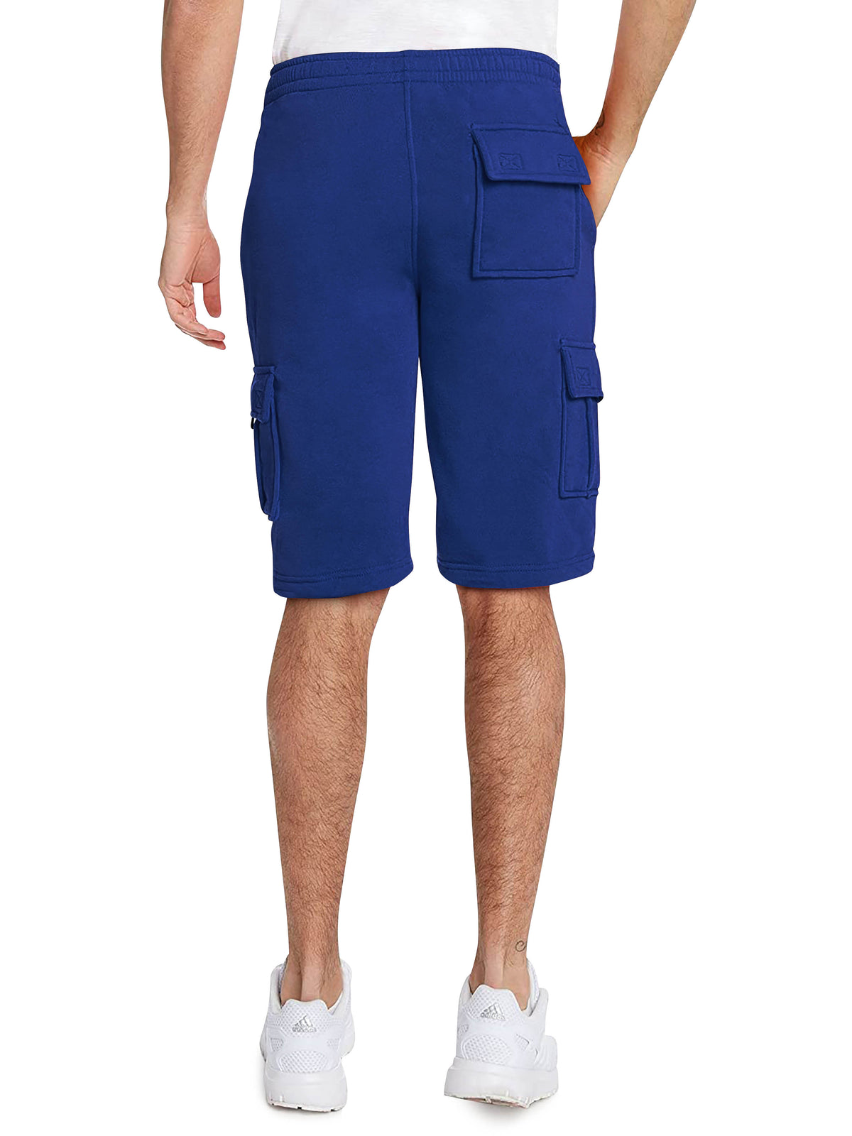 Men’s Premium Fleece Cargo Sweat Shorts Loose Fit in Royal Blue - Hat and Beyond casual shorts