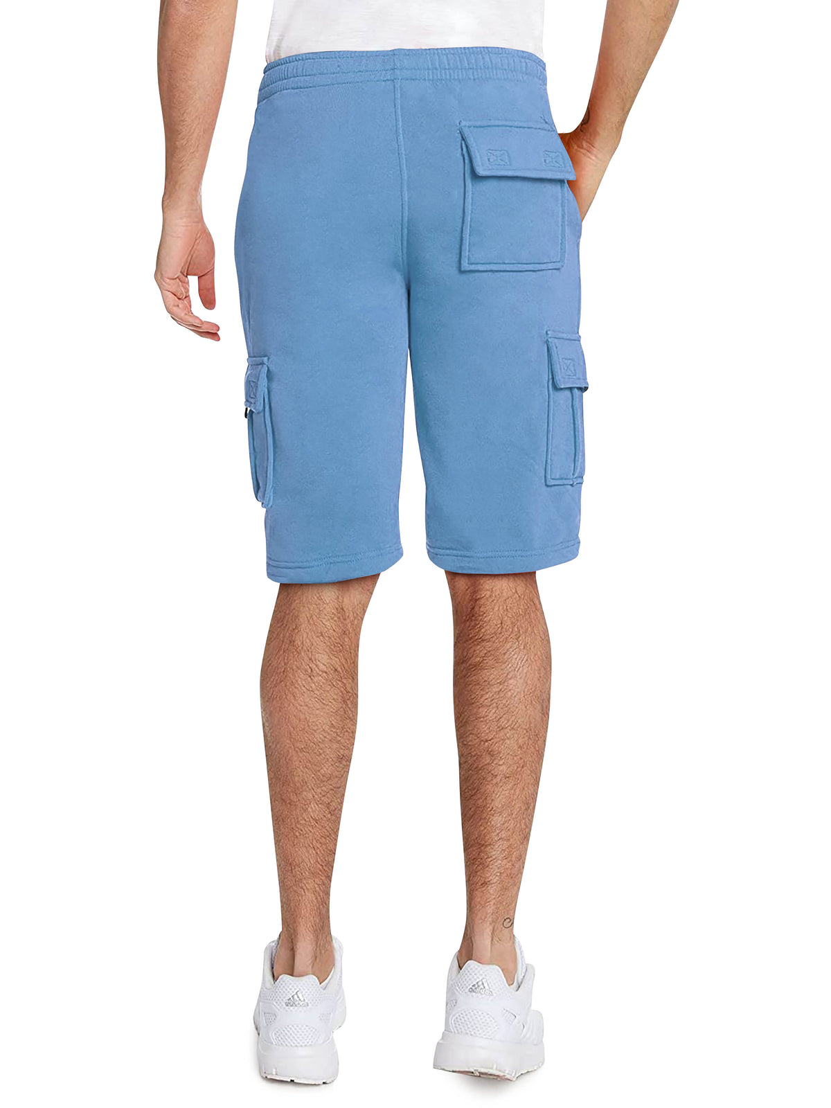 Men’s Premium Fleece Cargo Sweat Shorts Loose Fit in Sky Blue - Hat and Beyond casual shorts