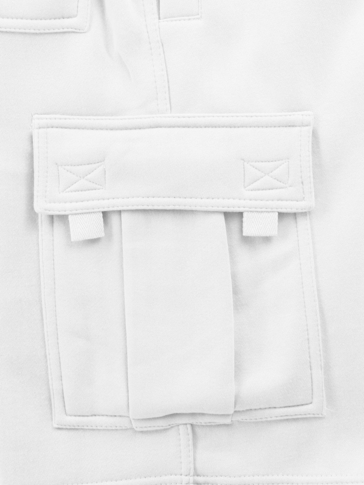 Men’s Premium Fleece Cargo Sweat Shorts Loose Fit in White - Hat and Beyond casual shorts