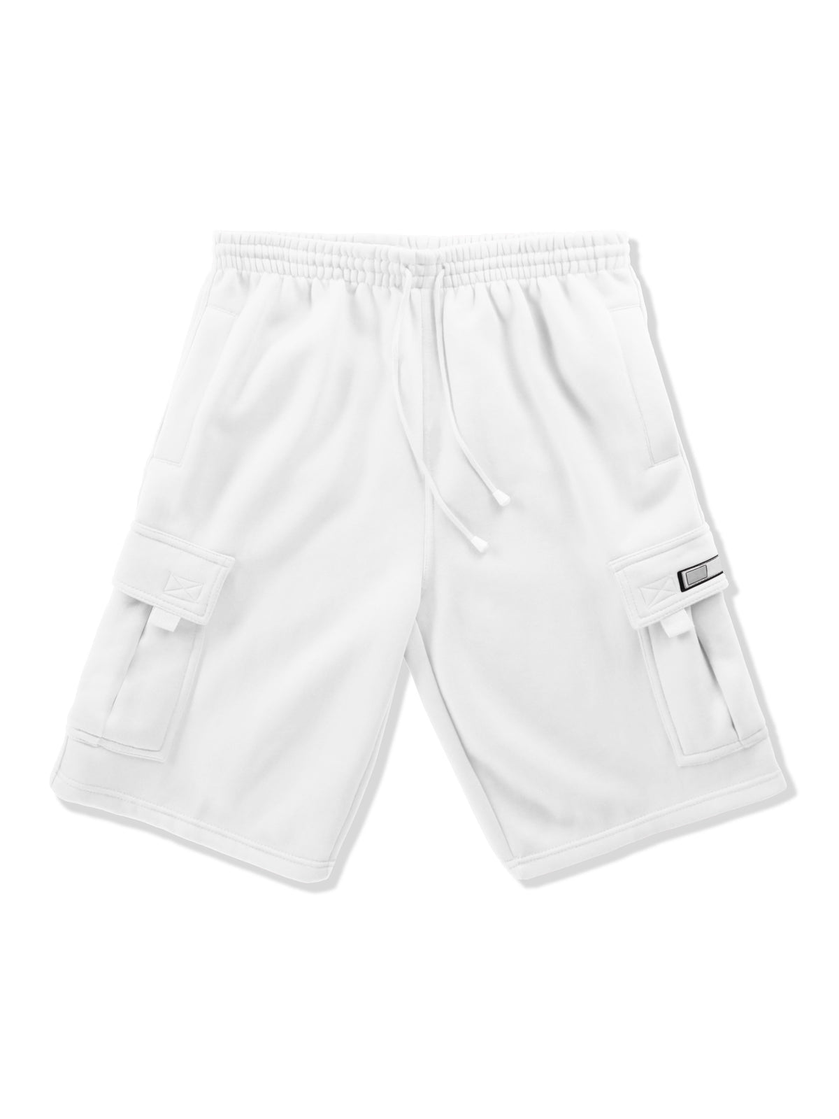 Men’s Premium Fleece Cargo Sweat Shorts Loose Fit in White - Hat and Beyond casual shorts