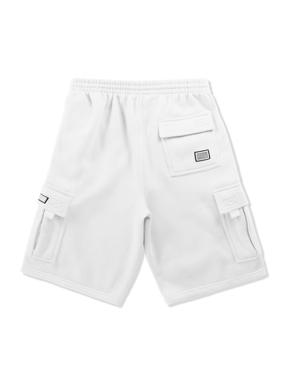 Men’s Premium Fleece Cargo Sweat Shorts Loose Fit in White - Hat and Beyond casual shorts