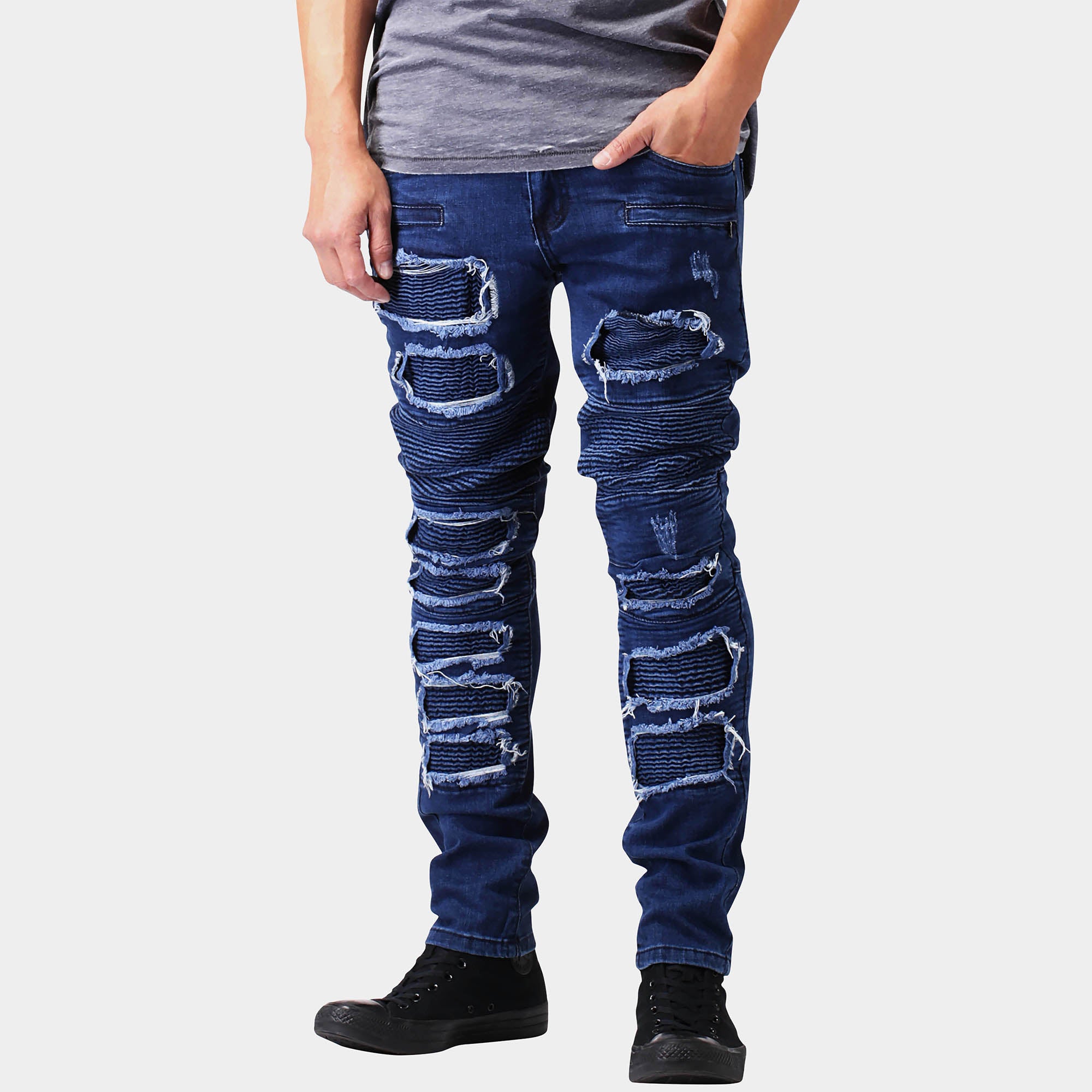 ripped jeans_black ripped jeans_distressed jeans_ripped skinny jeans_tattered jeans_boys ripped jeans_men's ripped jeans_Medium Blue