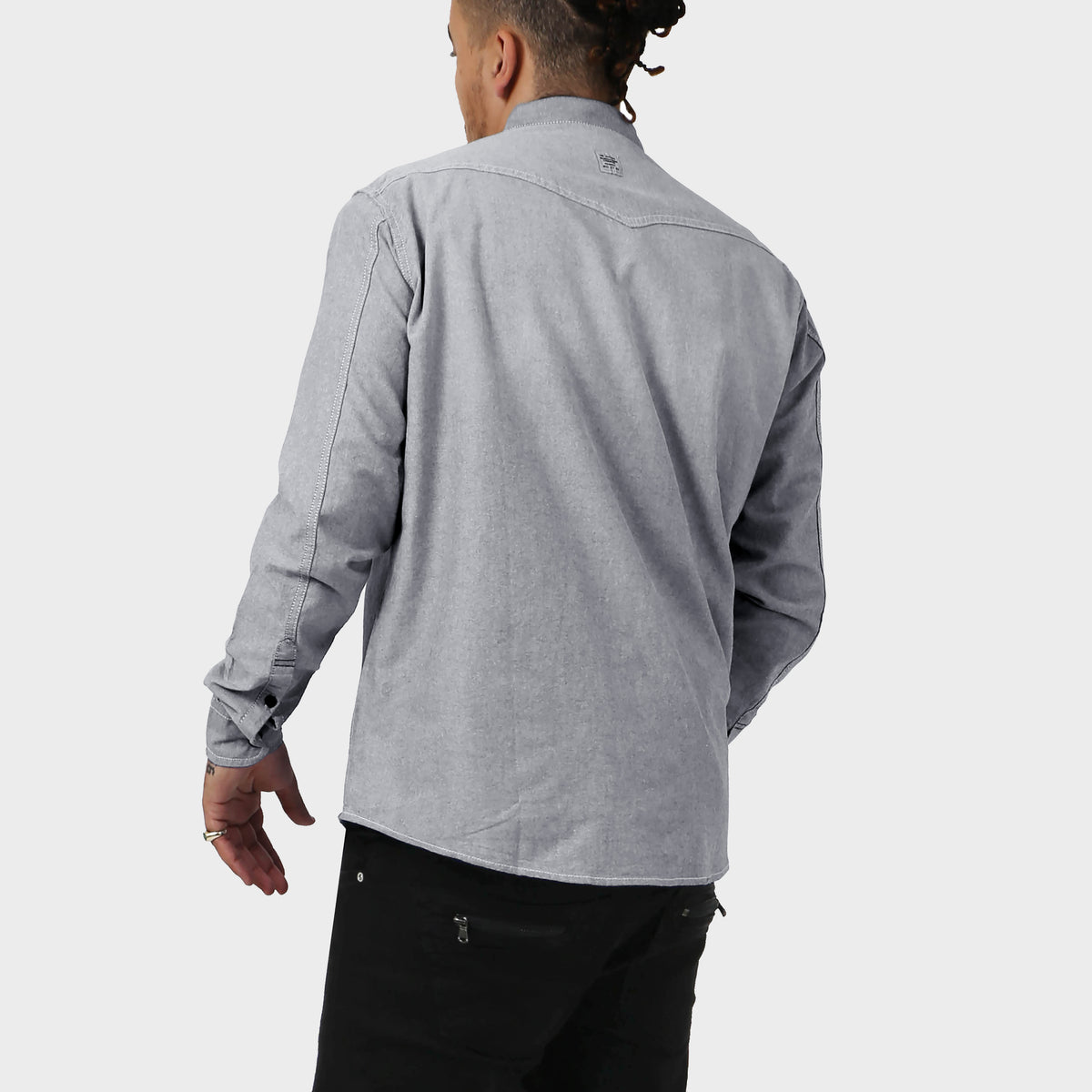 Men’s Denim Oxford Shirt in denim shirt_denim shirt men_jeans shirt_denim button up_boys denim shirt_mens denim shirts long sleeve_denim long sleeve shirt_Gray - Hat and Beyond bla