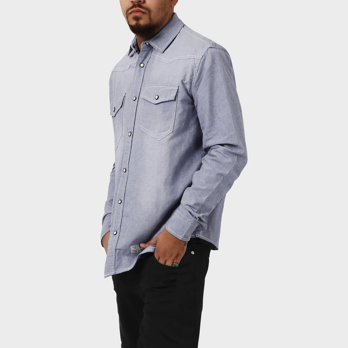 Men’s Denim Oxford Shirt in denim shirt_denim shirt men_jeans shirt_denim button up_boys denim shirt_mens denim shirts long sleeve_denim long sleeve shirt_Navy - Hat and Beyond bla