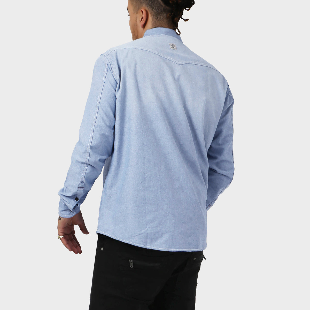 Men’s Denim Oxford Shirt in denim shirt_denim shirt men_jeans shirt_denim button up_boys denim shirt_mens denim shirts long sleeve_denim long sleeve shirt_Sky - Hat and Beyond blan