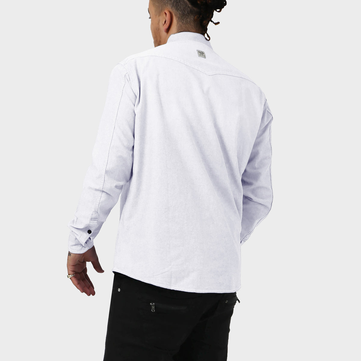 Men’s Denim Oxford Shirt in denim shirt_denim shirt men_jeans shirt_denim button up_boys denim shirt_mens denim shirts long sleeve_denim long sleeve shirt_White - Hat and Beyond bl