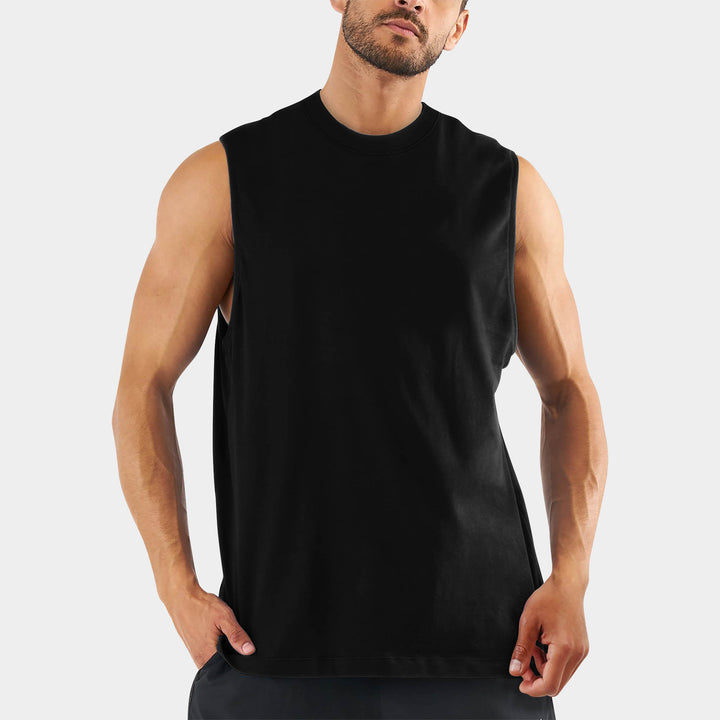 Men’s Muscle Tank Top in muscle tank_muscle tee_muscle tank tops_cropped muscle tank_under armour muscle shirt_insta slim tank_men muscle shirt_tank top_Black - Hat and Beyond tank