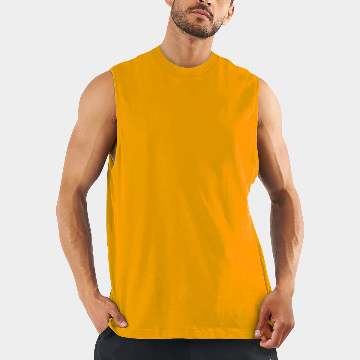 Men’s Muscle Tank Top in muscle tank_muscle tee_muscle tank tops_cropped muscle tank_under armour muscle shirt_insta slim tank_men muscle shirt_tank top_Gold - Hat and Beyond tank 