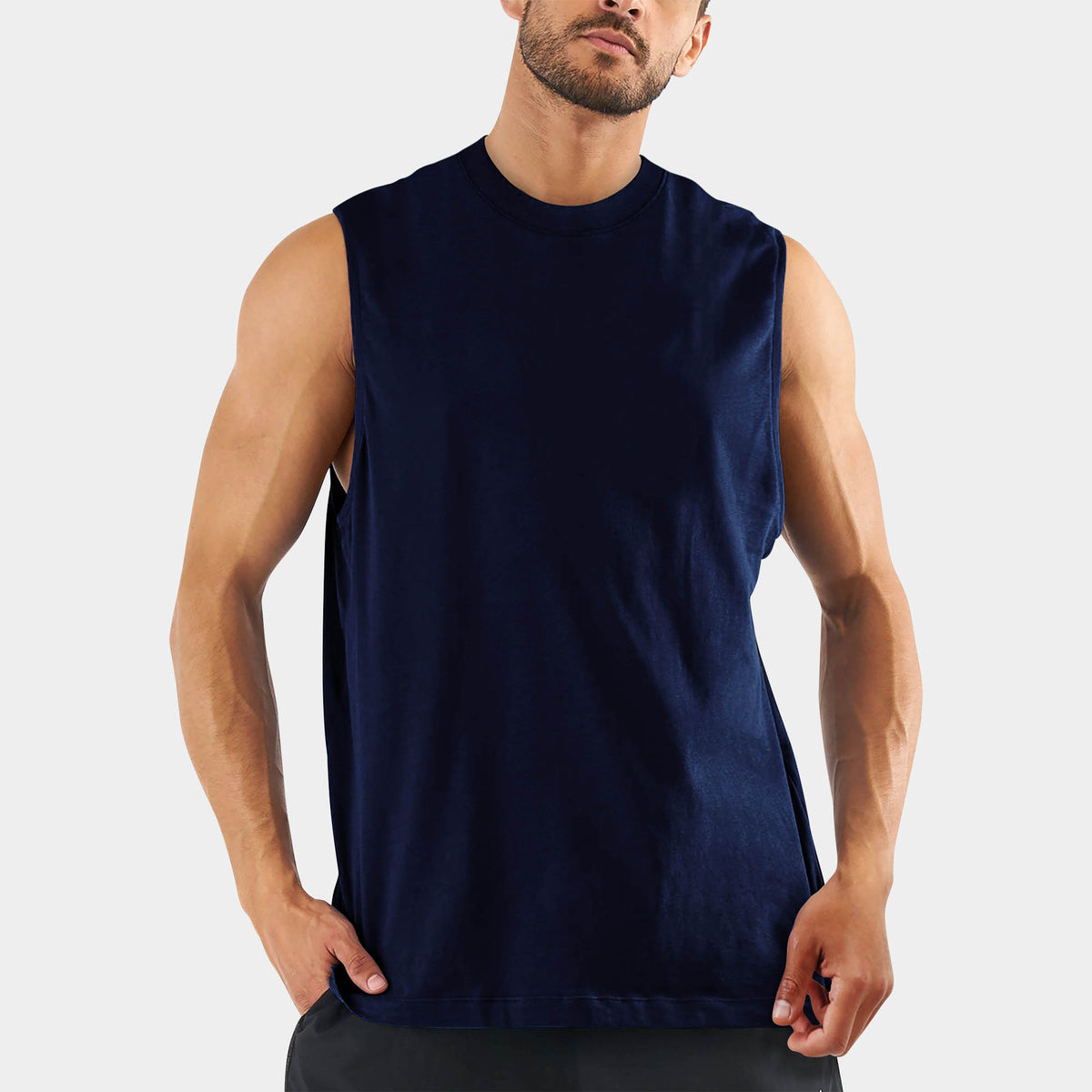 Men’s Muscle Tank Top in muscle tank_muscle tee_muscle tank tops_cropped muscle tank_under armour muscle shirt_insta slim tank_men muscle shirt_tank top_Navy - Hat and Beyond tank 