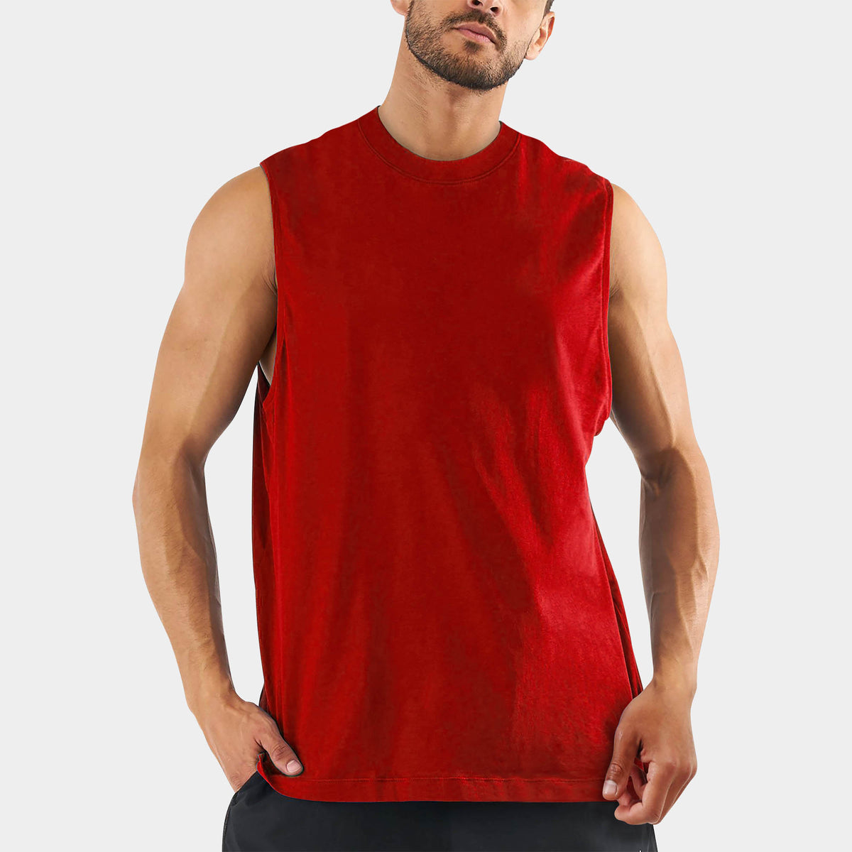 Men’s Muscle Tank Top in muscle tank_muscle tee_muscle tank tops_cropped muscle tank_under armour muscle shirt_insta slim tank_men muscle shirt_tank top_Red - Hat and Beyond tank t