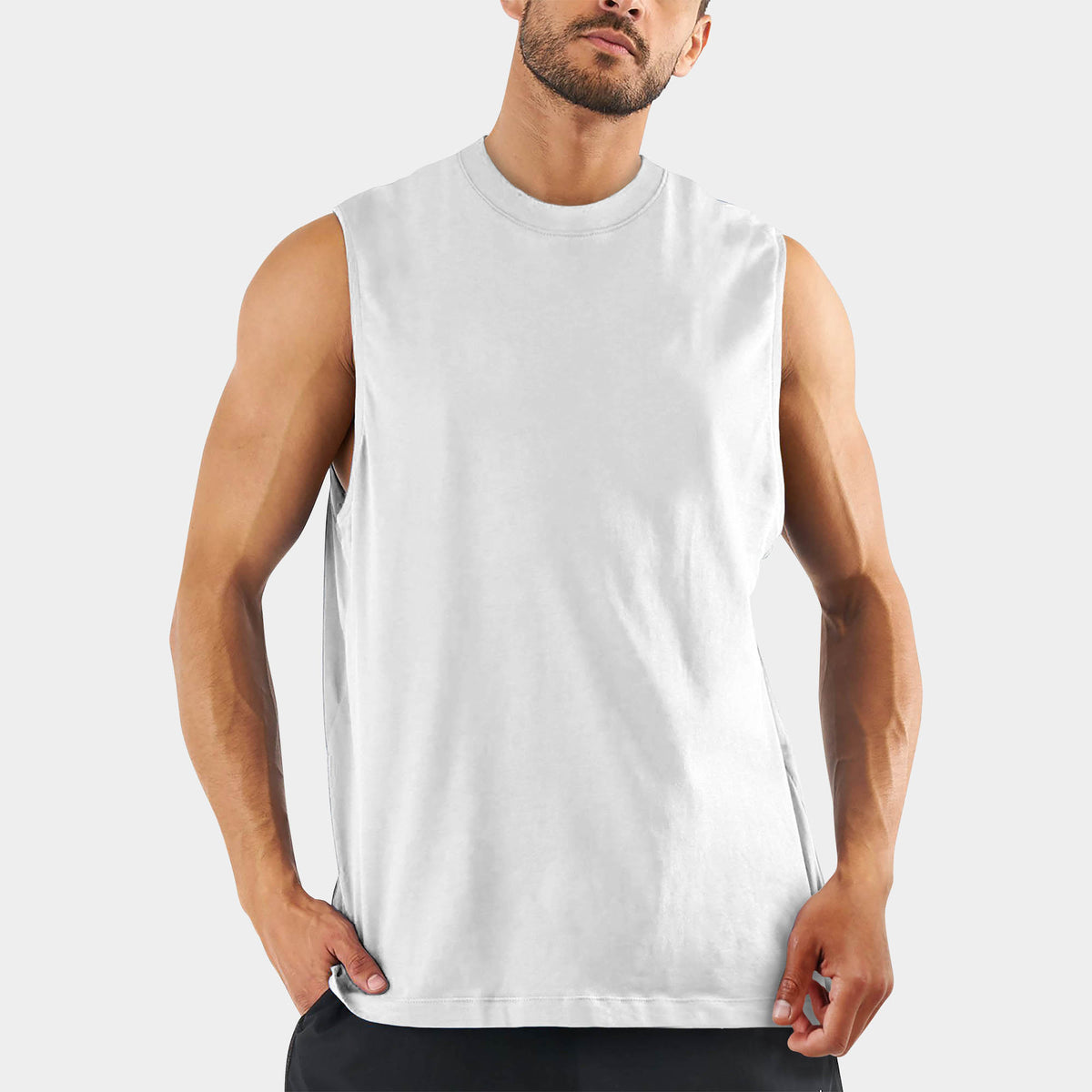 Men’s Muscle Tank Top in muscle tank_muscle tee_muscle tank tops_cropped muscle tank_under armour muscle shirt_insta slim tank_men muscle shirt_tank top_White - Hat and Beyond tank