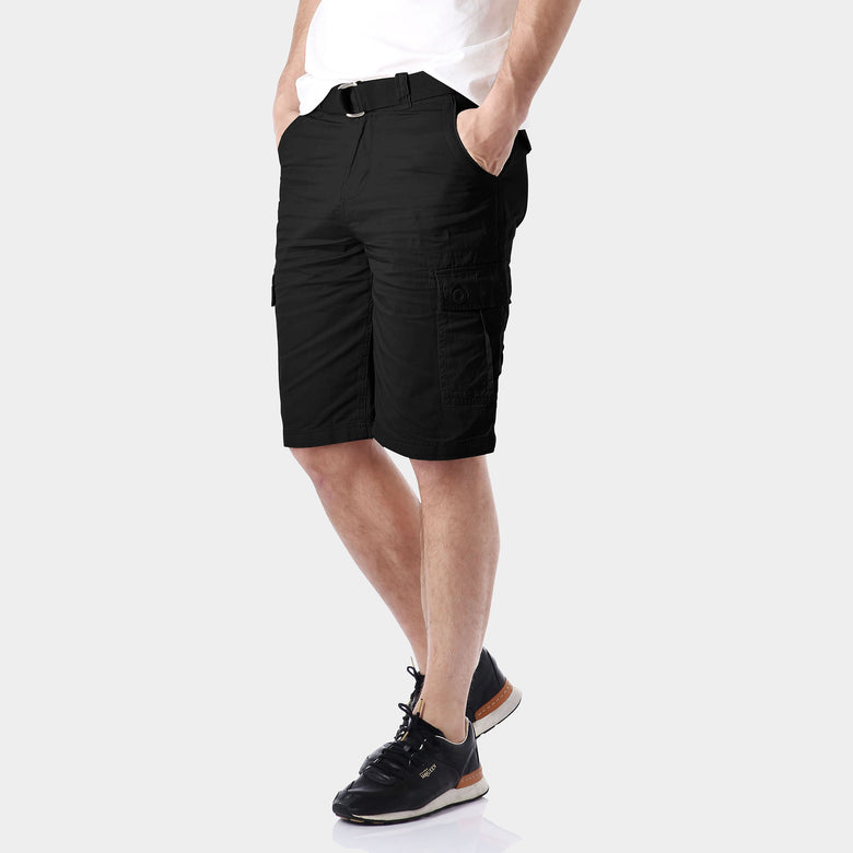 Men’s Cargo Shorts with Belt in cargo shorts_mens cargo shorts_men's cargo shorts_wrangler cargo shorts_boys cargo shorts_unionbay cargo shorts_old navy cargo shorts_Black - Hat an