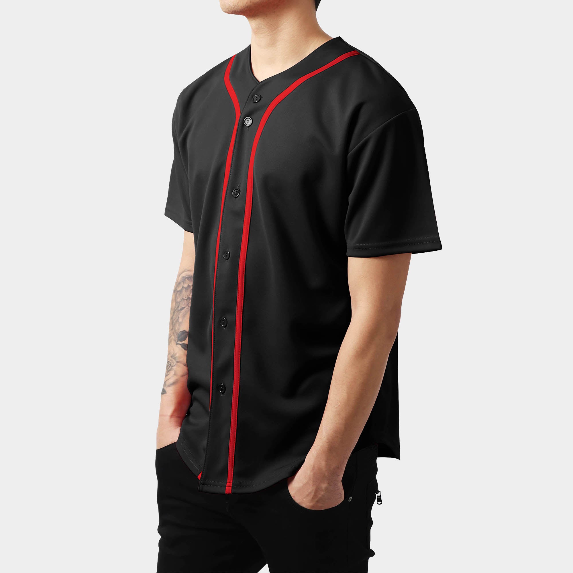 adidas Mens Shirt Black Button Down Baseball Jersey Sport Red XL