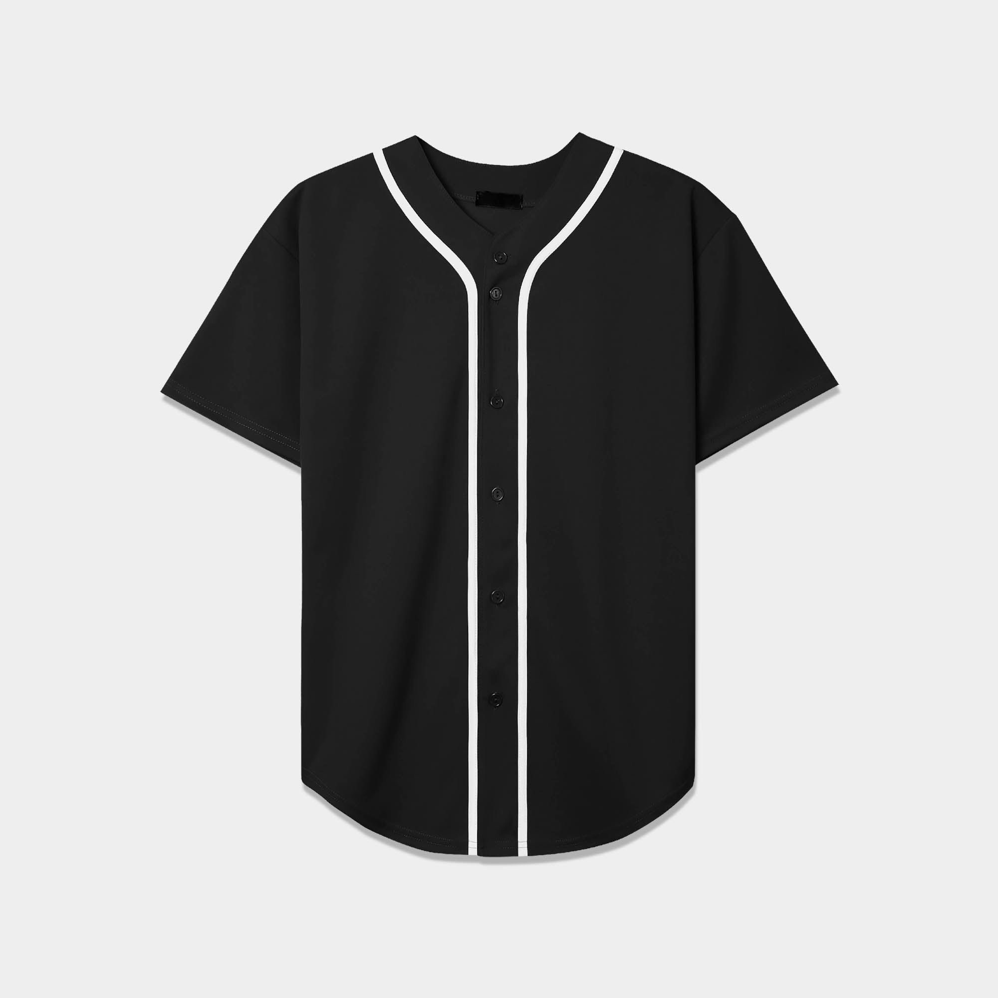 Toptie 2 Pack Men's Baseball Jersey Button Down Jersey Short Sleeve Shirt-Black White-M, Size: Medium