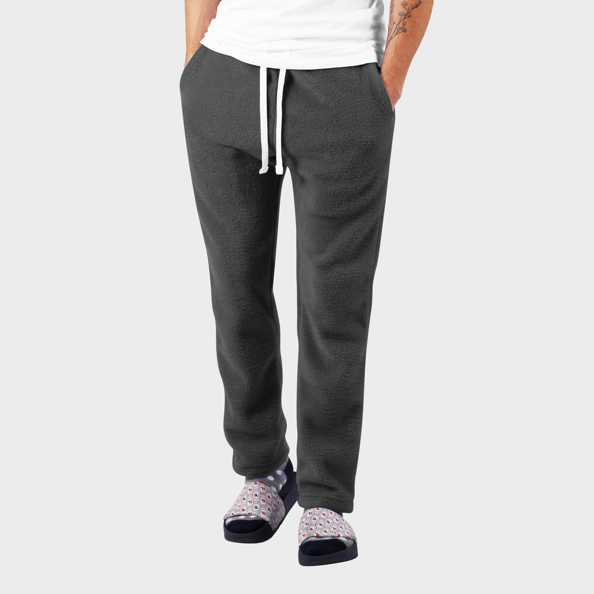 Men’s Fuzzy Sweatpants in fuzzy sweatpants_fuzzy joggers_sweatpants_jogging pants_track pants_track pants men_mens sweatpants_mens jogging bottoms_Charcoal - Hat and Beyond fleece 
