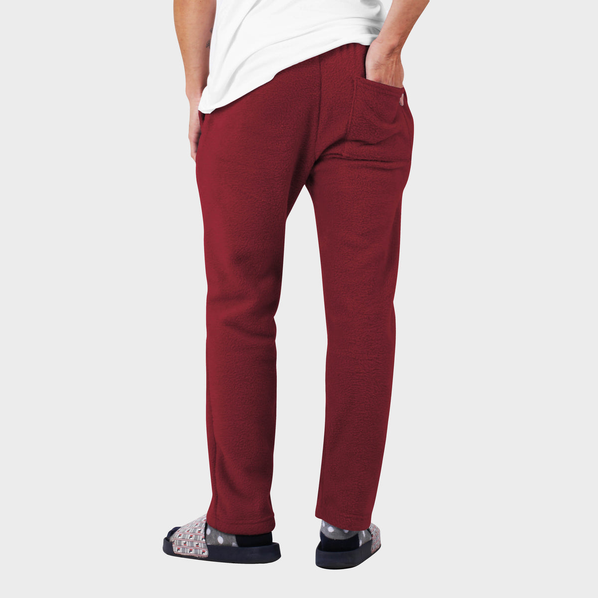 Men’s Fuzzy Sweatpants in fuzzy sweatpants_fuzzy joggers_sweatpants_jogging pants_track pants_track pants men_mens sweatpants_mens jogging bottoms_Maroon - Hat and Beyond fleece jo