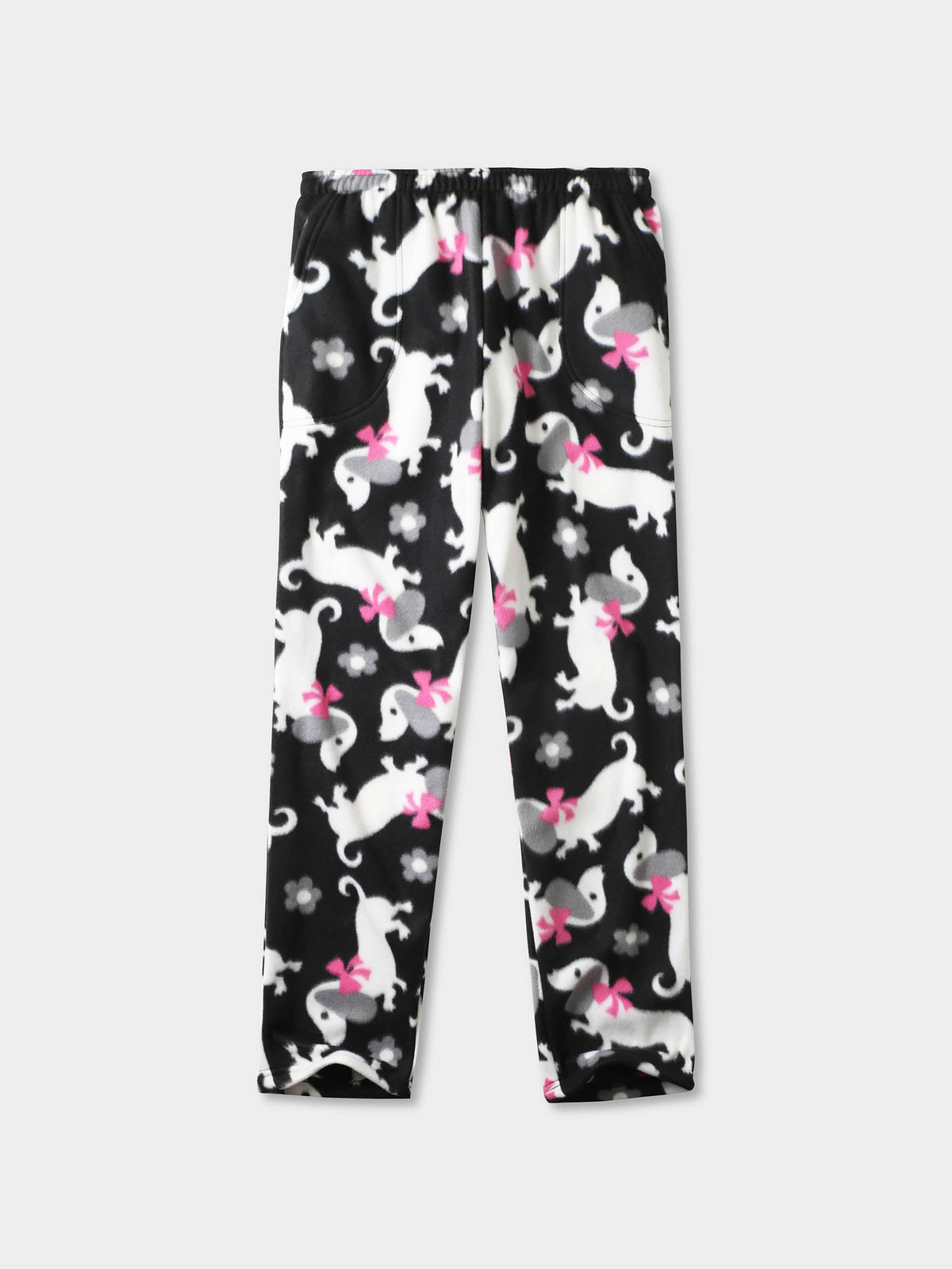 Men's Puppy Print Fleece Pajama Pants Black – Wholesale Blank Print Pajama Pants | Hat and Beyond
