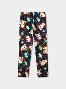 Men's Animal Monkey Print Fleece Pajama