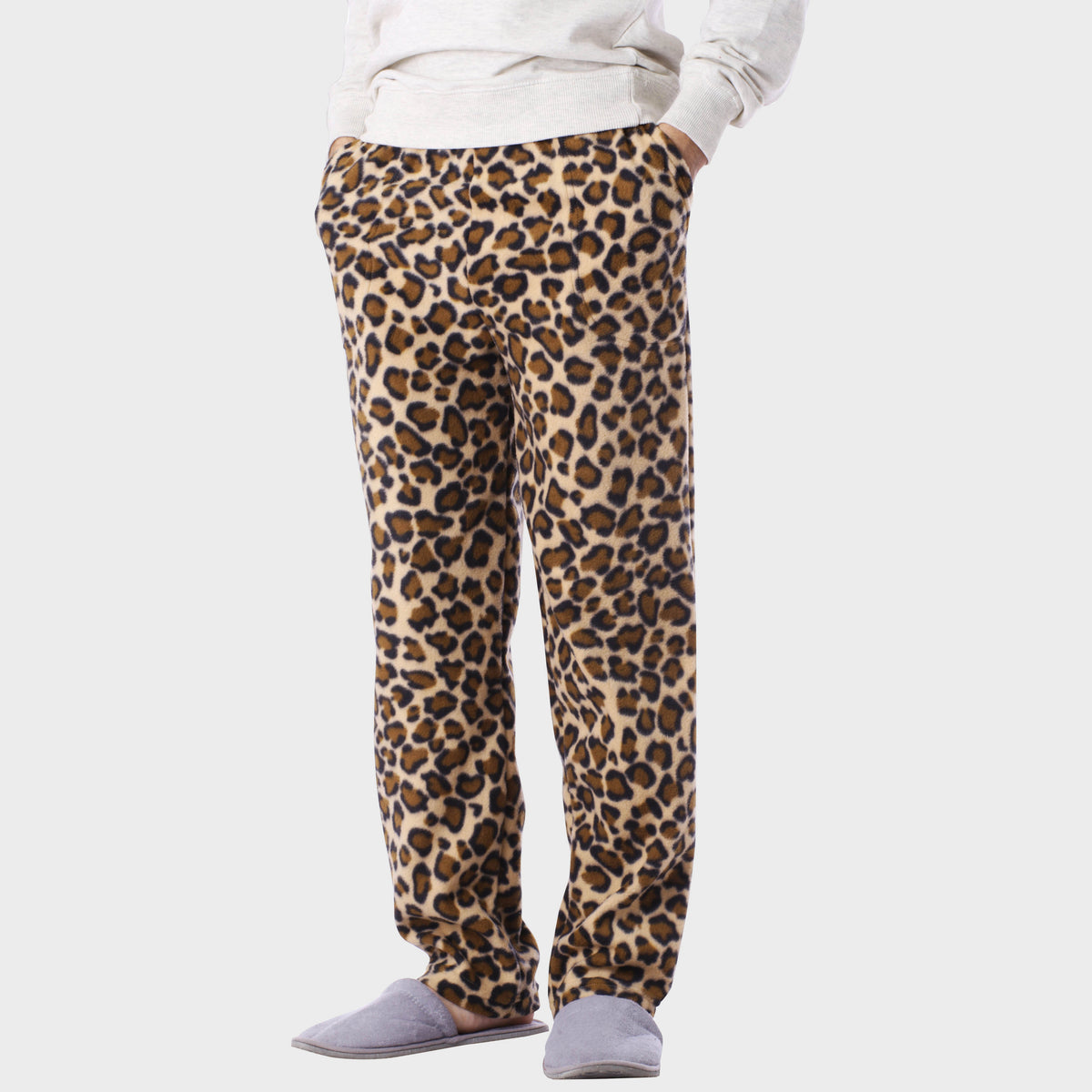 Men’s Animal Leopard Print Fleece Pajama in pajama pants_mens pajama pants_mens lounge pants_old navy pajama pants_pajama bottoms_pj pants_fuzzy pajama pants_family pajama pants_Le