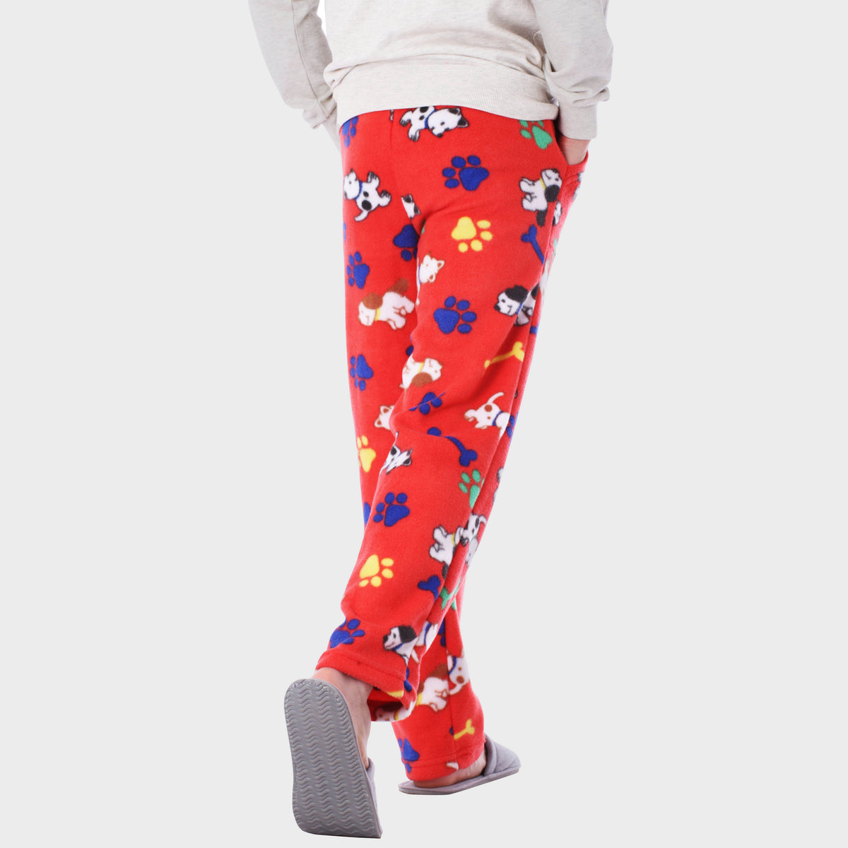 Men’s Animal Puppy Print Fleece Pajama in pajama pants_mens pajama pants_mens lounge pants_old navy pajama pants_pajama bottoms_pj pants_fuzzy pajama pants_family pajama pants_Red/
