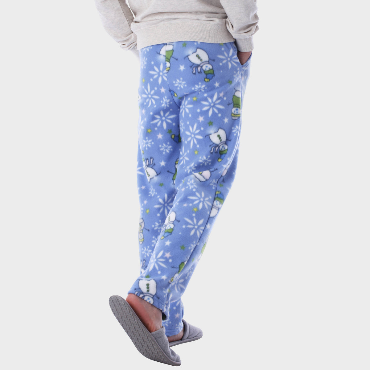 Men’s Snowman Fleece Pajama in pajama pants_mens pajama pants_mens lounge pants_soft pajama pants_pajama bottoms_pj pants_soft lounge pants_family pajama pants_Baby Blue Snowman - 