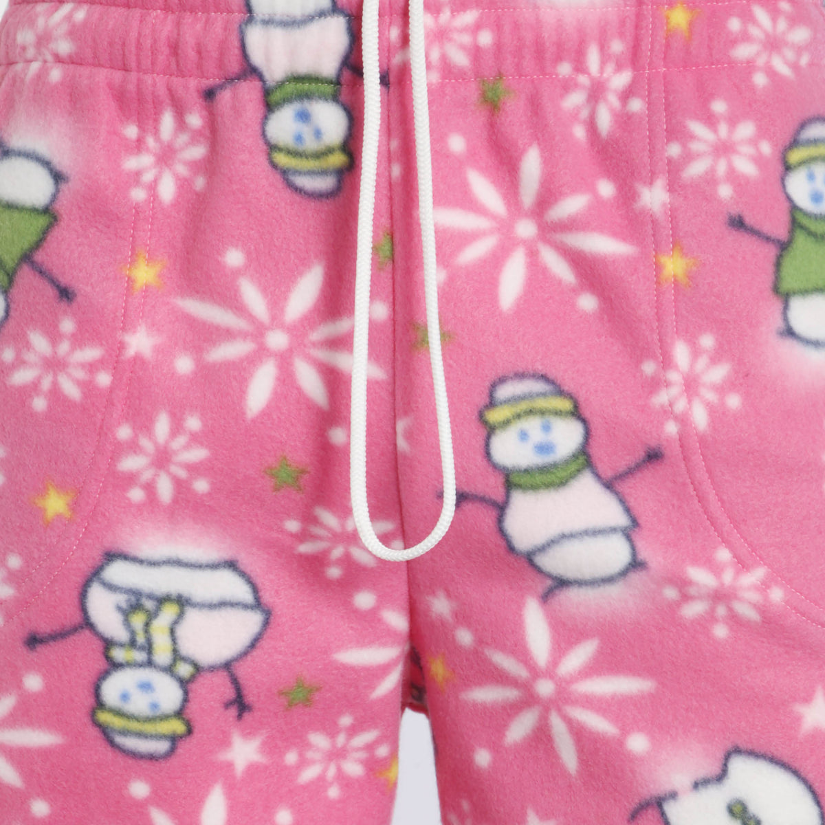 Men’s Snowman Fleece Pajama in pajama pants_mens pajama pants_mens lounge pants_soft pajama pants_pajama bottoms_pj pants_soft lounge pants_family pajama pants_Pink Snowman - Hat a
