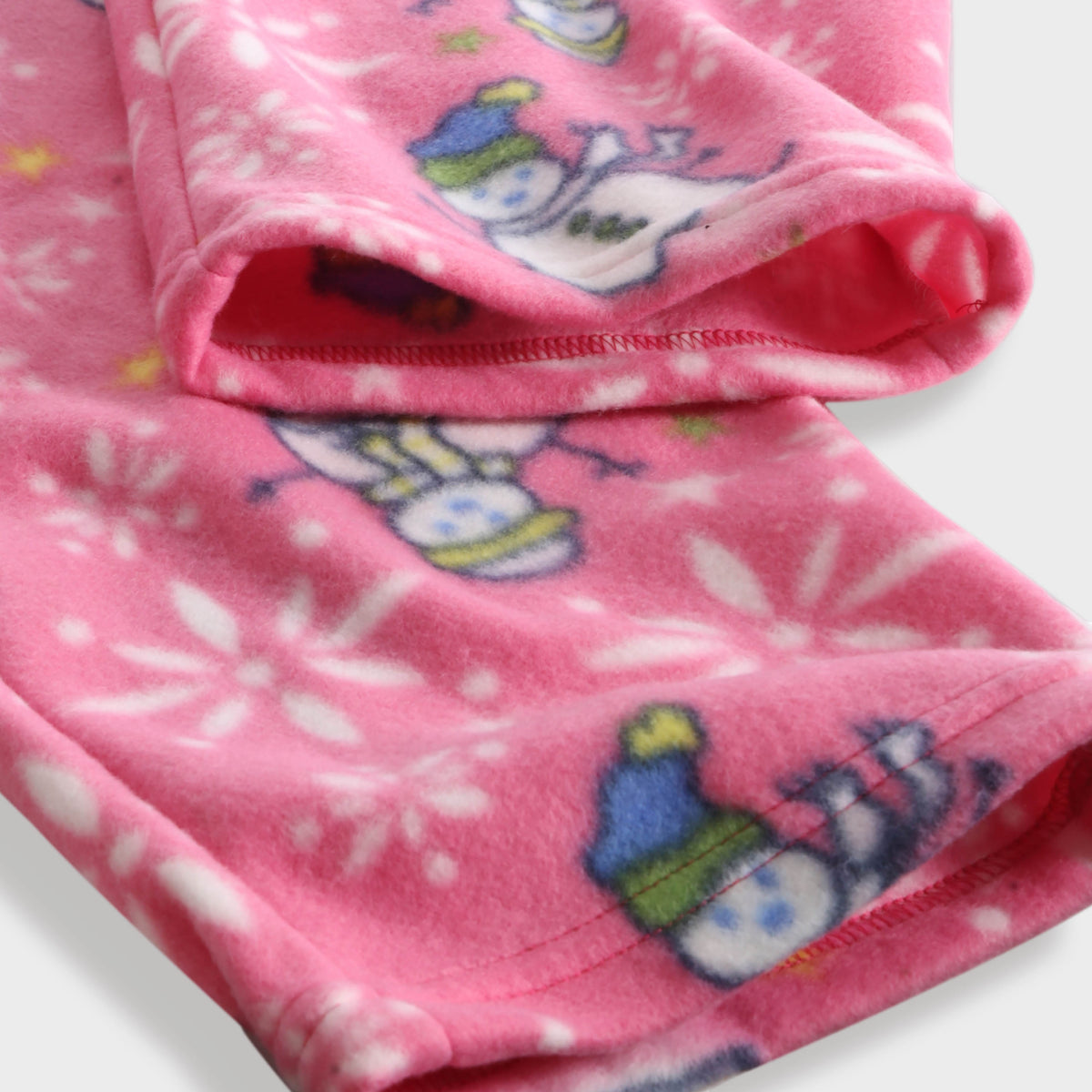 Men’s Snowman Fleece Pajama in pajama pants_mens pajama pants_mens lounge pants_soft pajama pants_pajama bottoms_pj pants_soft lounge pants_family pajama pants_Pink Snowman - Hat a