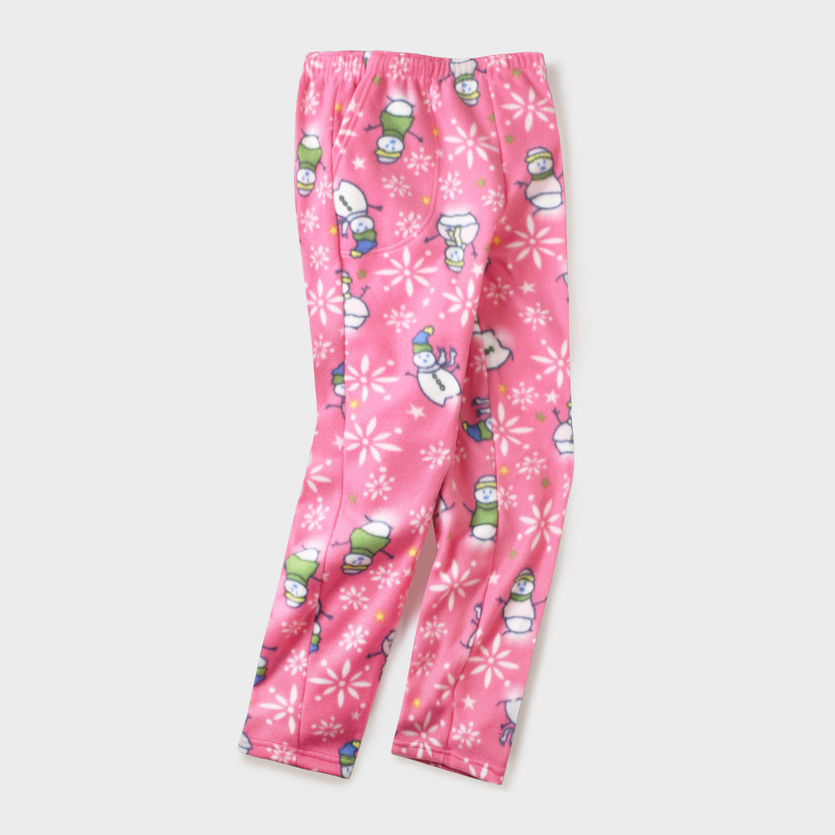 Men’s Snowman Fleece Pajama in pajama pants_mens pajama pants_mens lounge pants_soft pajama pants_pajama bottoms_pj pants_soft lounge pants_family pajama pants_Pink Snowman - Hat a