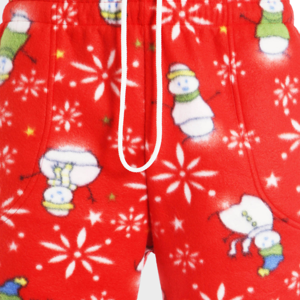 Men’s Snowman Fleece Pajama in pajama pants_mens pajama pants_mens lounge pants_soft pajama pants_pajama bottoms_pj pants_soft lounge pants_family pajama pants_Red Snowman - Hat an