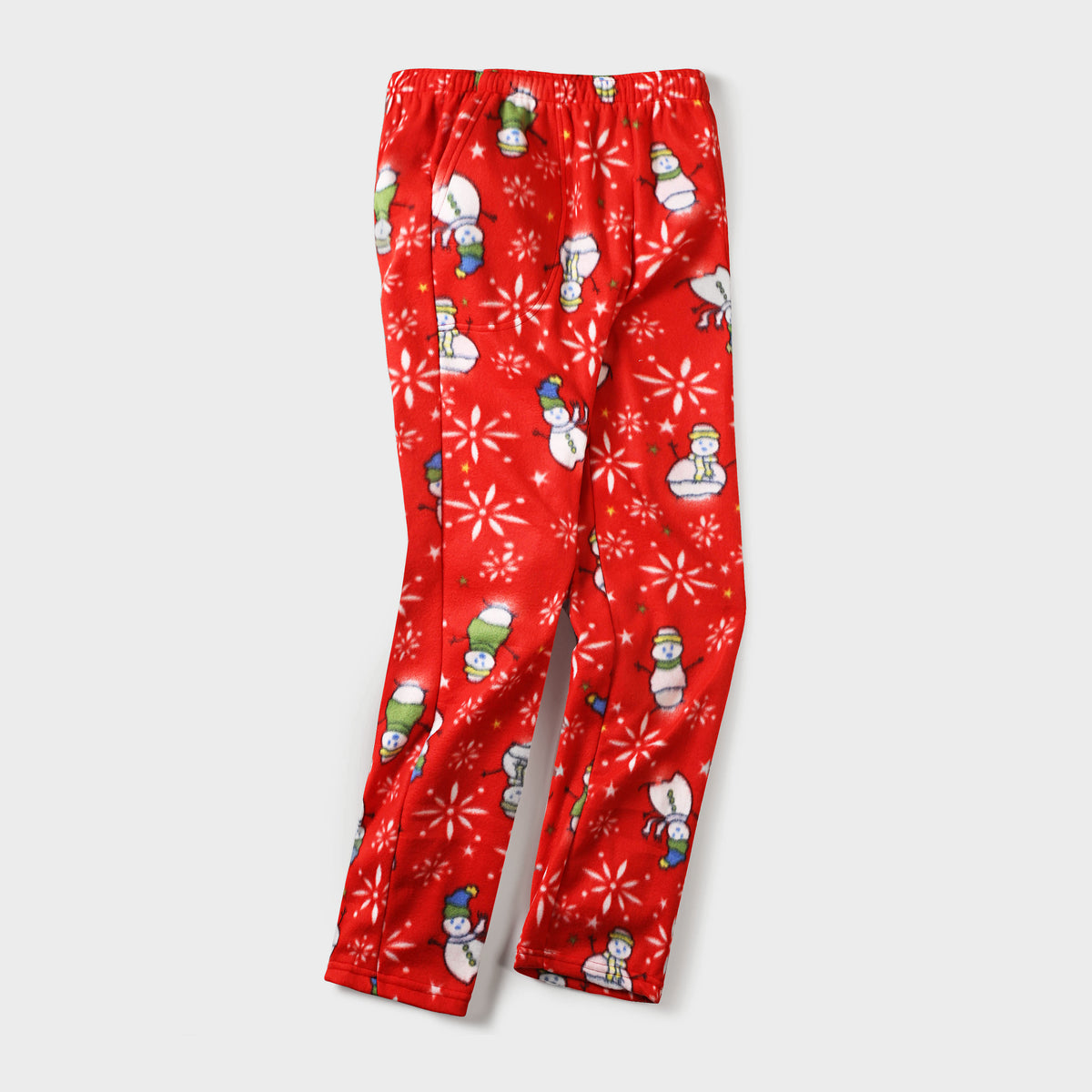 Men’s Snowman Fleece Pajama in pajama pants_mens pajama pants_mens lounge pants_soft pajama pants_pajama bottoms_pj pants_soft lounge pants_family pajama pants_Red Snowman - Hat an