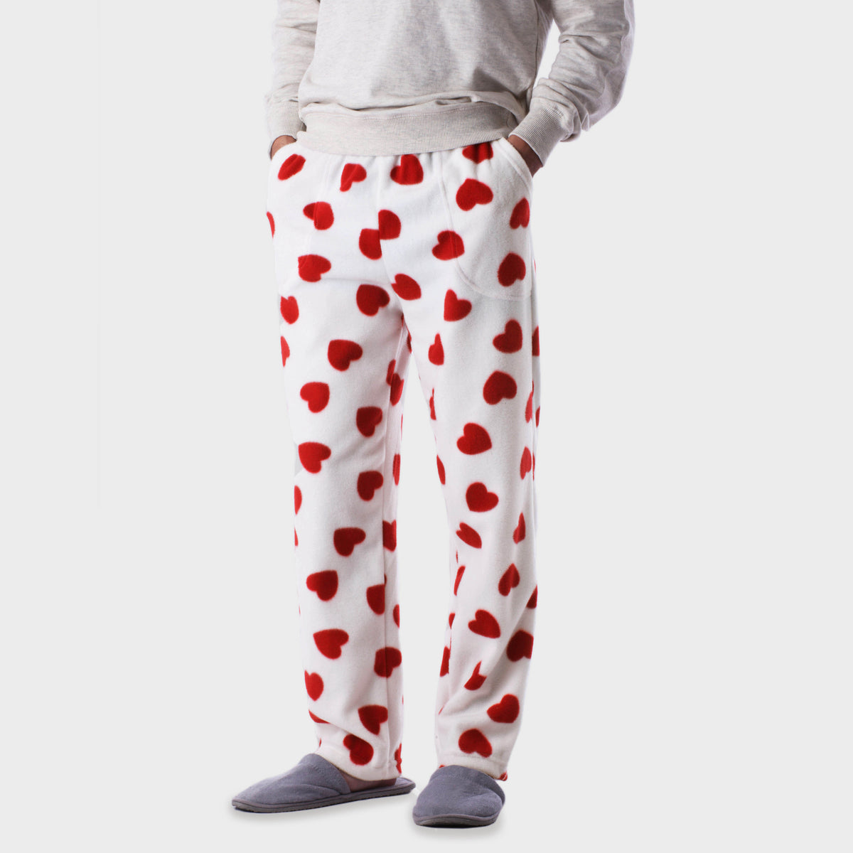 Men’s Printed Heart Pajama in pajama pants_mens pajama pants_mens lounge pants_soft pajama pants_pajama bottoms_pj pants_soft lounge pants_american flag pajamas_Red Heart - Hat and