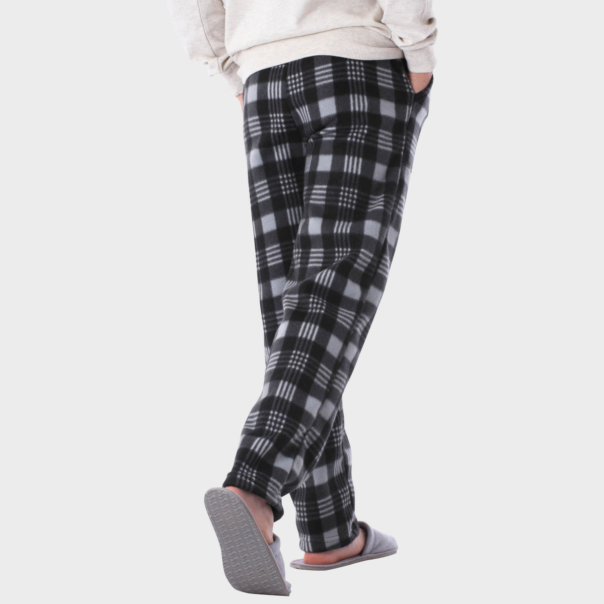 Men’s Plaid Gray Fleece Pajama in pajama pants_mens pajama pants_mens lounge pants_soft pajama pants_pajama bottoms_pj pants_fleece pajama pants_family pajama pants_Burberry Gray/B