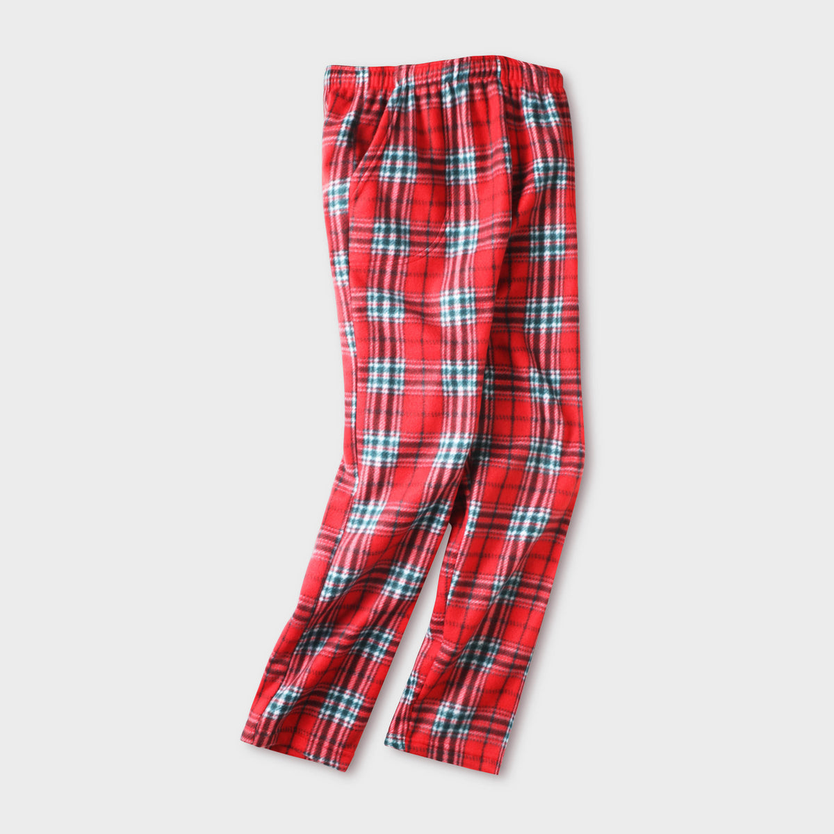 Men’s Plaid Red Fleece Pajama in pajama pants_mens pajama pants_mens lounge pants_soft pajama pants_pajama bottoms_pj pants_fleece pajama pants_family pajama pants_Red/Green - Hat 