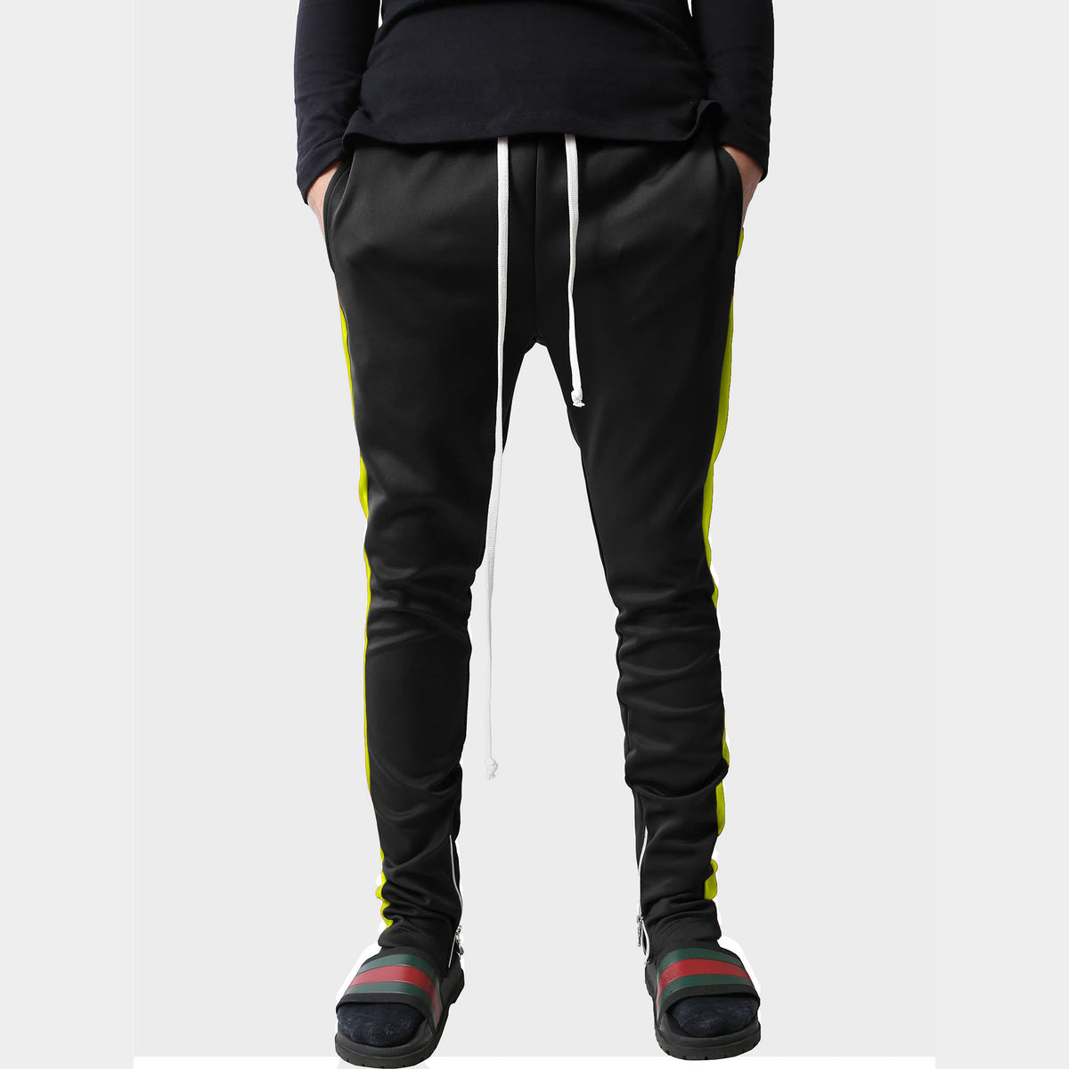 Men’s Two Tone Joggers in jogger_striped joggers_striped sweatpants_velvet joggers mens_sweatpants_side stripe joggers mens_champion sweatpants_champion joggers_mens joggers_Black/