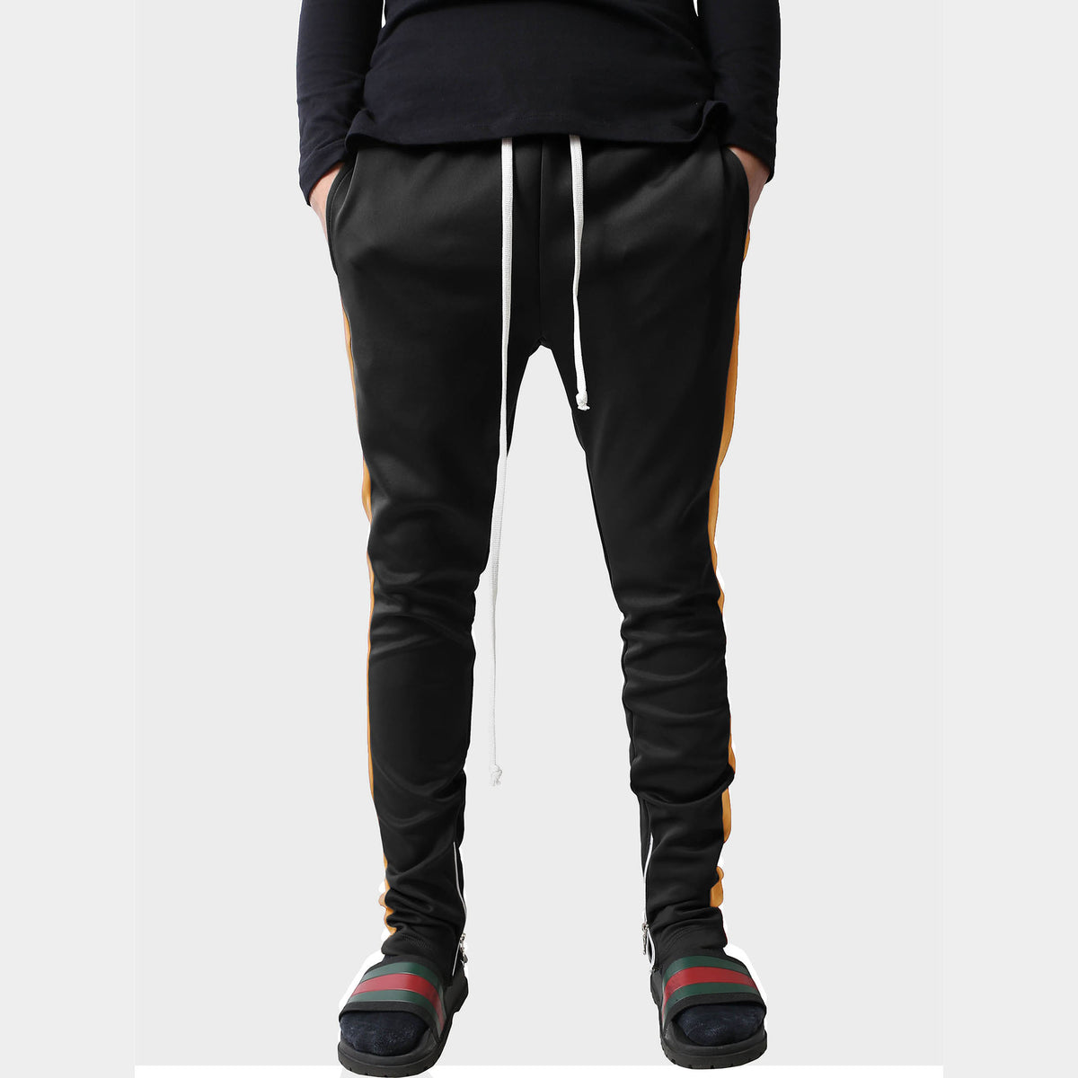 Men’s Two Tone Joggers in jogger_striped joggers_striped sweatpants_velvet joggers mens_sweatpants_side stripe joggers mens_champion sweatpants_champion joggers_mens joggers_Black/