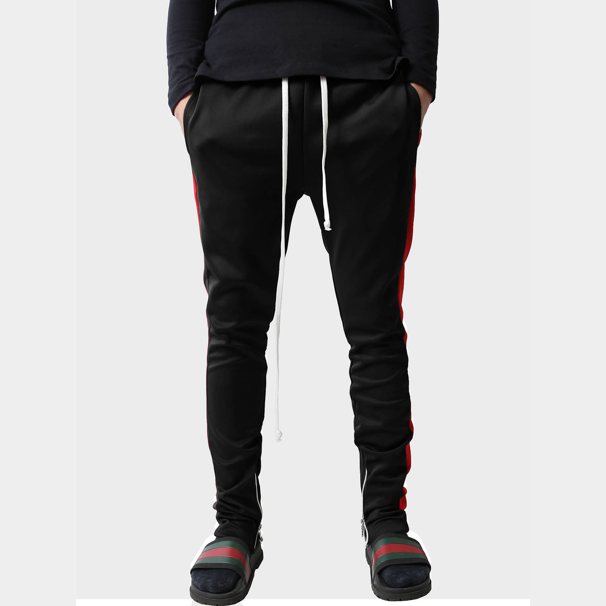 Men’s Two Tone Joggers in jogger_striped joggers_striped sweatpants_velvet joggers mens_sweatpants_side stripe joggers mens_champion sweatpants_champion joggers_mens joggers_Black/